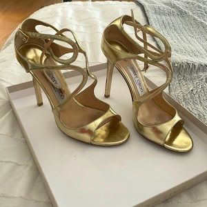 Jimmy choo Lang gold saldal heels
